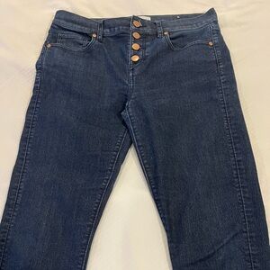 Loft dark rinse skinny button fly